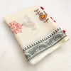 Classic Off-White Linen Saree with Folk Bird Motif & Tribal Border Design