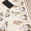Elegant Cream Linen Saree with Swan & Lotus Artistic Nature Print