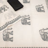 Minimal Off-White Linen Saree with Traditional Elephant Motif & Tribal Border