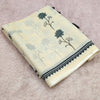 Sophisticated Off-White Linen Saree with Dragonfly Motifs & Geometric Lattice Pallu