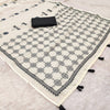 Sophisticated Off-White Linen Saree with Dragonfly Motifs & Geometric Lattice Pallu