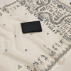 Artistic Off-White Linen Saree with Warli Festival Story & Tribal Dance Pallu