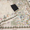 Vibrant Off-White Linen Saree with Multicolor Warli Festival Story Pallu