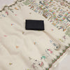 Vibrant Off-White Linen Saree with Multicolor Warli Festival Story Pallu
