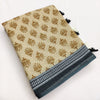 Elegant Mustard Linen Saree with Bird Motifs & Black Paisley Statement Pallu
