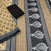 Elegant Mustard Linen Saree with Bird Motifs & Black Paisley Statement Pallu