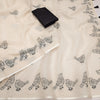 Graceful Off-White Linen Saree with Minimalist Bird Border Design