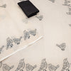 Graceful Off-White Linen Saree with Minimalist Bird Border Design