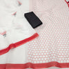 Chic Off-White Linen Saree with Honeycomb & Bee Motif Design