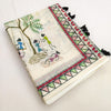 Artistic Off-White Linen Saree with Warli Village Story & Tribal Border