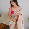 Extraordinary Beige Pashmina saree With Precious Blouse Piece