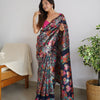 Pretty Navy Blue Pashmina saree With Amazing Blouse Piece