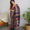 Pretty Navy Blue Pashmina saree With Amazing Blouse Piece
