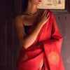 Lissome Red Soft Silk Saree With Luxuriant Blouse Piece