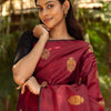 Exquisite Maroon Soft Silk Saree With Ailurophile Blouse Piece
