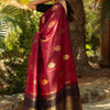 Exquisite Maroon Soft Silk Saree With Ailurophile Blouse Piece