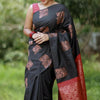 Adorable Black Soft Silk Saree With Gratifying Blouse Piece