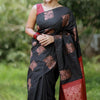 Adorable Black Soft Silk Saree With Gratifying Blouse Piece