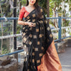 Dissemble Black Soft Silk Saree With Staggering Blouse Piece