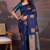 Precious Navy Blue Soft Silk Saree With Innovative Blouse Piece