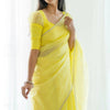 Lagniappe Lemon Cotton Silk Saree With Lissome Blouse Piece