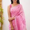 Tremendous Pink Cotton Silk Saree With Whimsical Blouse Piece