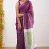 Energetic Purple Cotton Silk Saree With Comely Blouse Piece