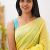 Arresting Yellow Cotton Silk Saree With Jazzy Blouse Piece