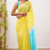 Arresting Yellow Cotton Silk Saree With Jazzy Blouse Piece