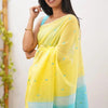 Arresting Yellow Cotton Silk Saree With Jazzy Blouse Piece
