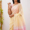 Radiant Yellow Cotton Silk Saree With Demanding Blouse Piece