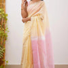 Radiant Yellow Cotton Silk Saree With Demanding Blouse Piece