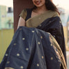 Sizzling Black Soft Silk Saree With Designer Blouse Piece