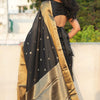 Sizzling Black Soft Silk Saree With Designer Blouse Piece