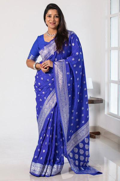 Enthralling Blue Soft Silk Saree With Lagniappe Blouse Piece