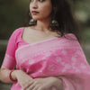 Luxuriant Pink Cotton Silk Saree With Evocative Blouse Piece