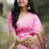 Luxuriant Pink Cotton Silk Saree With Evocative Blouse Piece