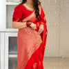 Adoring Red Soft Silk Saree With Confounding Blouse Piece