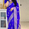 Enchanting Royal Blue Soft Silk Saree With Ethnic Blouse Piece