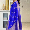Enchanting Royal Blue Soft Silk Saree With Ethnic Blouse Piece