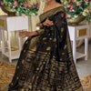 Prettiest Black Soft Silk Saree With Tantalizing Blouse Piece