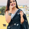 Posh Black Cotton Silk Saree With Prettiest Blouse Piece