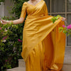 Embrocation Yellow Soft Silk Saree With Aplomb Blouse Piece
