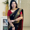 Blooming Black Cotton Silk Saree With Prettiest Blouse Piece