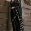 Posh Black Cotton Silk Saree With Lissome Blouse Piece