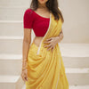 Refreshing Yellow Cotton Silk Saree With Posh Blouse Piece