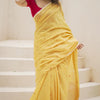 Refreshing Yellow Cotton Silk Saree With Posh Blouse Piece
