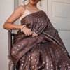 Groovy Brown Soft Silk Saree With Artistic Blouse Piece
