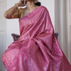 Gossamer Pink Soft Silk Saree With Blooming Blouse Piece