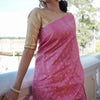 Gossamer Pink Soft Silk Saree With Blooming Blouse Piece